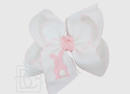 Embroidered Light Pink Bunny Bow